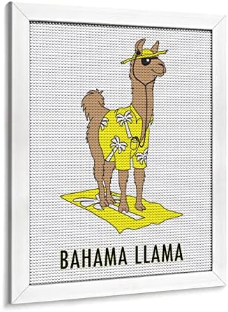 Bahama Llama Drive Diamond ציור DIY בעבודת יד עם מסגרת צבע לאמנים תלויים קישוט ביתי 16 x 20 ב