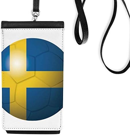 ארנק טלפון כדורגל של שוודיה דגל לאומי ארנק ארנק תליה כיס נייד כיס שחור