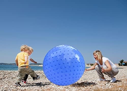 כדור עיסוי חושי גדול לילדים, 2 חבילות 33.5 85 סמ מקרון קופצני כחול קופצני כדור פעוטות, כדור מתנפח גדול עם דוקרנים מישושיים,