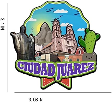 סיודאד חוארז מקסיקו מגנט מקרר מגנט עץ 3 ציוני דרך נסיעות אסיפה מזכרות קישוט בעבודת יד-1997