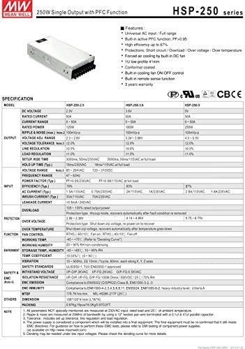 ממוצע טוב HSP-250-5 5V 50A 250W פלט יחיד עם לוח LED פונקציית PFC
