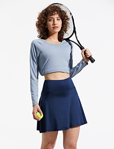 חצאית טניס גבוהה של Zuty 18 מותניים גבוהה לנשים חצאיות עם כיסים עם כיסים צנועים צנועים גולף אתלטי ריצה