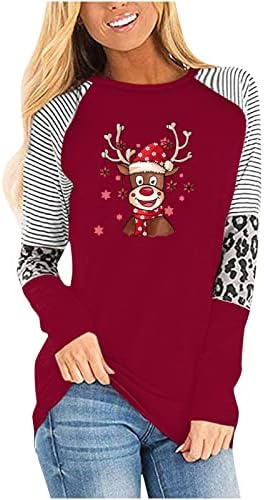 חולצות עבודה לנשים לצוות צוואר צוואר דפוס חולצות סך הכל סוודרים סוודרים לחג המולד המודרניים המודרניים לנשים