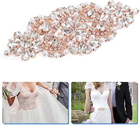קישוטי חתונה של Abaodam פרח ריינסטון אפליקציה אפליקציה טלאי חתונה שמלת כלה חגורת חגורת קישוט טלאי תפירה חרוז