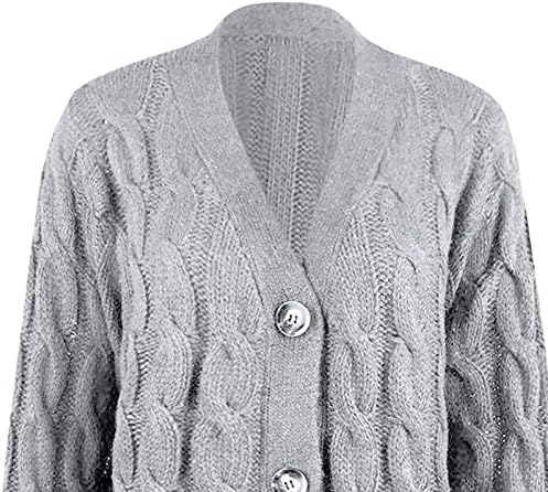 SGASY לנשים פתוחות קדמיות קרדיגן סוודרים כפתור אופנה למטה כבל קינט שמנמן מעיל חורף
