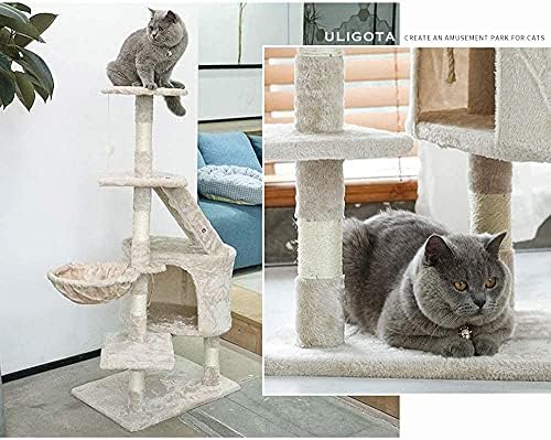 חתול עץ דירה גרוד חתול מגדל יציב חתול הודעות שריטה פונקצית חתול טיפוס מגדל צעצועי עם חתול בית עבור מקורה / חיצוני חתולי
