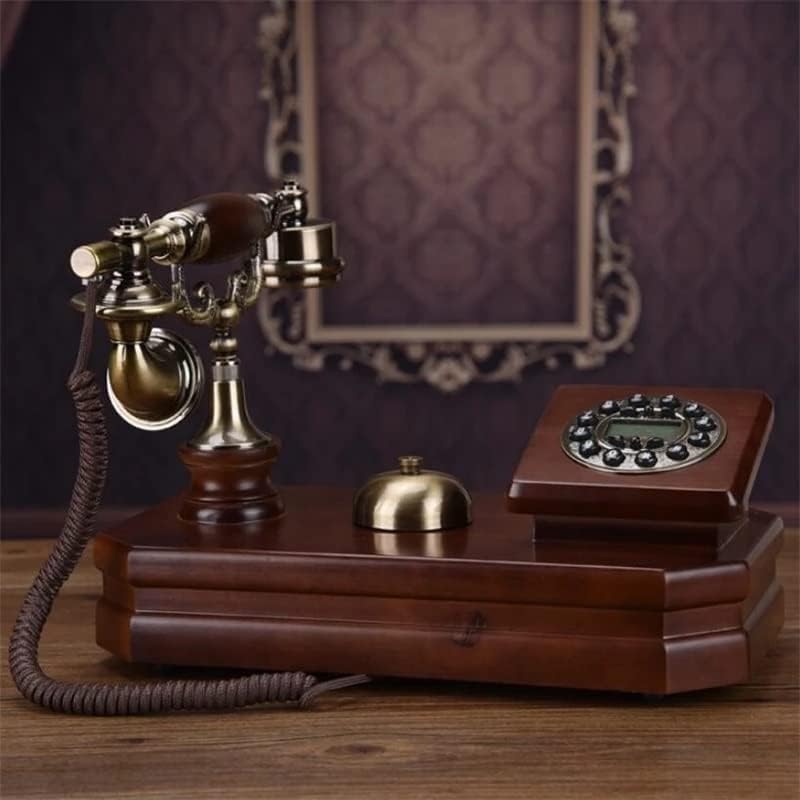 ZSEDP עתיק טלפון קבוע מיושן פעמון פסטורלי רטרו רטרו ביתי טלפון קווי עץ מוצק