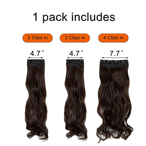 קולסי 24 עבה ארוך מתולתל גל 3 יחידות סט קליפ על תוספות שיער לנשים בנות בינוני חום