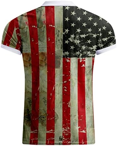 XXBR Mens Mens חולצות פולו פטריוטיות, דגל רטרו אמריקאי 4 ביולי 1/4 צווארון צווארון צווארון קיץ חולצת גולף שרוול