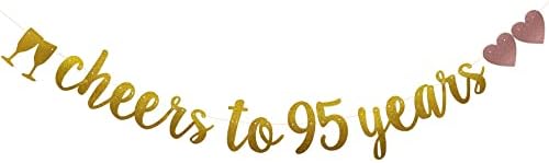 הידד ל 95 שנות באנר, קדם-סטינג, זרי נייר נצנצים זהב ליום הולדת 95 / חתונה לקישוטים למסיבות יום נישואים, אין צורך