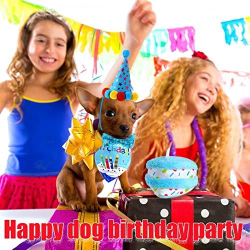 יום הולדת לכלב בנדנה, מסיבת יום הולדת לכלב בלון כובע צעיף עם קישוטי ציוד למסיבות יום הולדת חמוד של כלב חמוד קישודים 4 חבילות