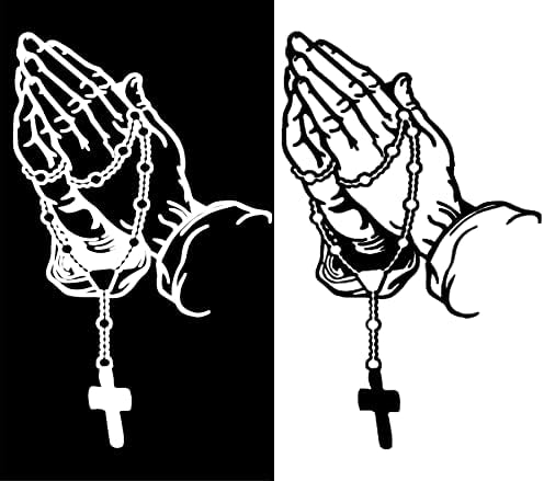 2 יחידות מתפלל ידיים מדבקות ישו דתי מחרוזת חרוזים עם צלב רכב חלון משאית ואן מחשב נייד מדבקת 7