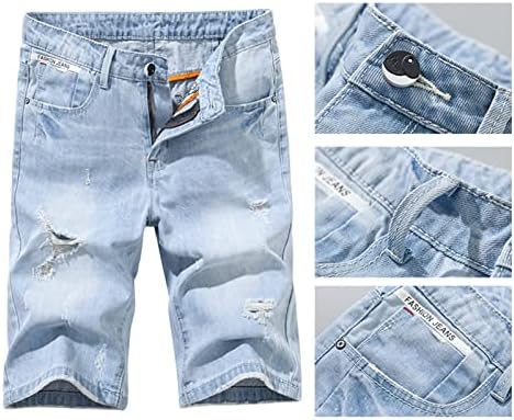 Dgkaxiyahm קיץ גברים דק קרוע חמש נקודות ג'ינס קצרות