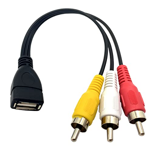 Halokny USB עד 3 כבל RCA, 8 אינץ 'USB 2.0 נקבה עד 3RCA כבל לכידת וידאו לכידת וידאו זכר של נקבה עד 3RCA