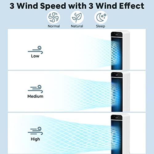 קירור אוויר אידוי של LifePlus, מקרר ביצות נייד עם מילוי מים עליון ותחתון, מזגן נייד עם תנודה של 50 מעלות, 3 מהירות וסוג רוח,