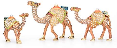 פורואידה משפחה של שלושה חום גמלים אמייל תכשיטי תכשיט תיבת עם צירים קלאסי בעלי החיים קישוטי לוקסוס מתנה עבור בית תפאורה