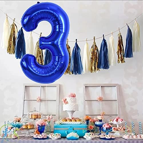 40 אינץ חיל הים כחול מספר 3 בלון רדיד מיילר גדול גודל כהה כחול דיגיטלי שלושה בלון עבור מסיבת יום הולדת כלה מקלחת