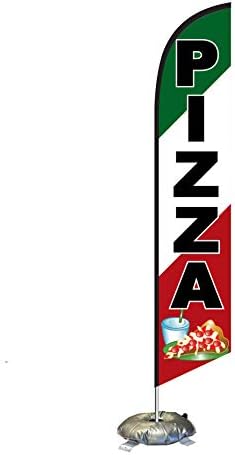 ערכת דגל נוצה של פיצה פיצה עם בסיס חוצה-בסיס וקופה משקל, דגל באנר פרסום חיצוני