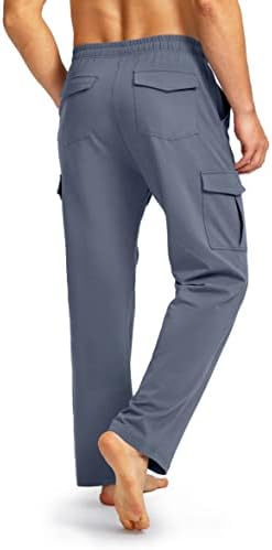 מכנסי טרנינג כותנה כותנה של פודולה עם כיסי מטען מכנסי יוגה תחתונים פתוחים לגברים מכנסי טרקלין לאימון אתלטי מזדמנים