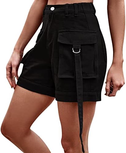 מטען נשים קצרות מותניים קצרים מותניים רזים מכנסיים קצרים עם כיסים עם מכנסי ג'ינס קצרים במצוקה לבגדי מועדונים לנשים