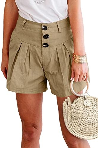 מכנסי קיץ לנשים CCTOO מכנסי קיץ קדמיים מותניים גבוהים מכנסי רגל רחבים אימון חוף