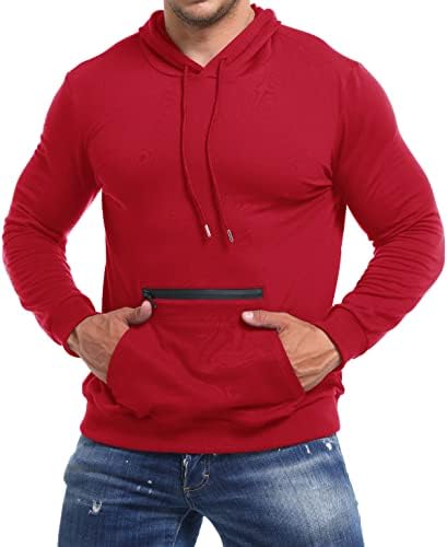 IWOO Mens Mens אופנה קפוצ'ונים סווטשירטים סוודר סוודר חולצות אימון שרוול ארוך עם כיסים קפוצ'ונים אתלטים