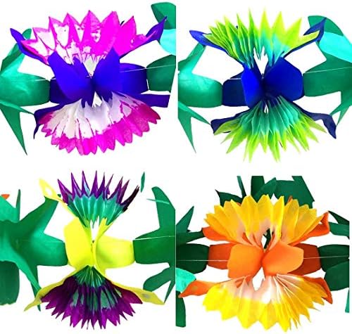 2 יחידות טרופי נייר פרח זרי עבור הוואי ואאו מסיבת קישוטי 9 רגל צבעוני נייר היביסקוס זר עבור אי טרופי חוף ריו טיקי