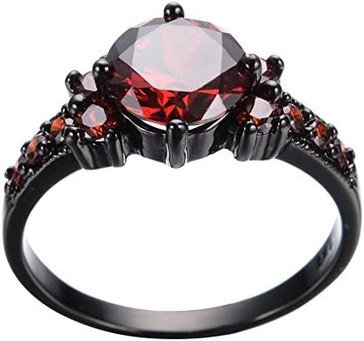 פלוי פיילין בציר רובי אדום גרנט הבטחת חתונה להקת טבעת 10 קראט שחור גולדפילד סז 6-10