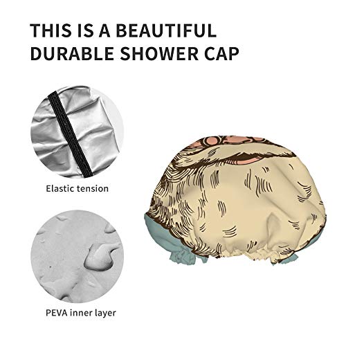 MOSLION וינטג 'סנטה קלאוס כובע מקלחת לשימוש חוזר כובע שלווה עליזות עליזות מצחיק פנים מקסימות כובע לחם קריקטורה מכסה מקלחת