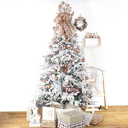 עץ חג המולד קשת קשת, קישוט לחג המולד קשת גדולה עם סרט קטיפה נצנצים, ענפים נוצצים לעץ חג המולד, מתאים לחתונה,