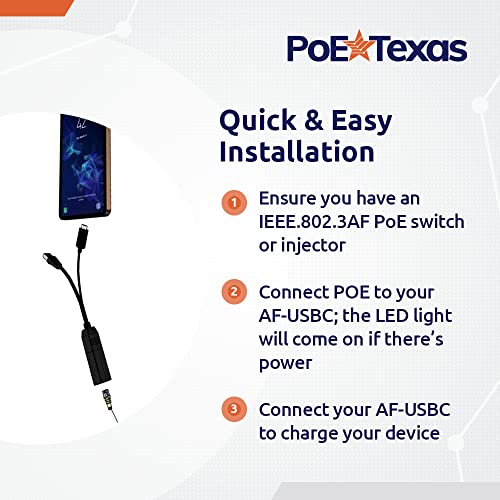 POE TEXAS POE POWER למכשירי USB-C, כולל WIFI Google & Raspberry PI-למערכות קופה, שילוט דיגיטלי ועוד, 802.3AF POE עד 5 וולט