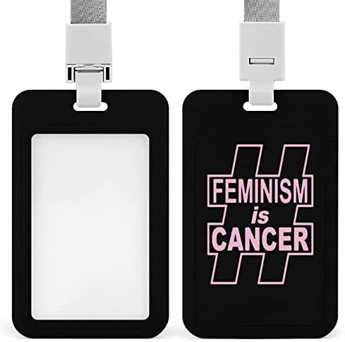 פמיניזם הוא סרטן תג מחזיק חמוד מזהה כרטיס קשה פלסטיק שם תג מחזיקי עם שרוך לנשים גברים