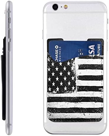 מחזיק כרטיסי טלפון נייד דגל אמריקאי בשחור לבן, משחת ארנק טלפונים ניידים עור, מחזיק כרטיסים אלסטי בגב טלפון נייד, מחזיק