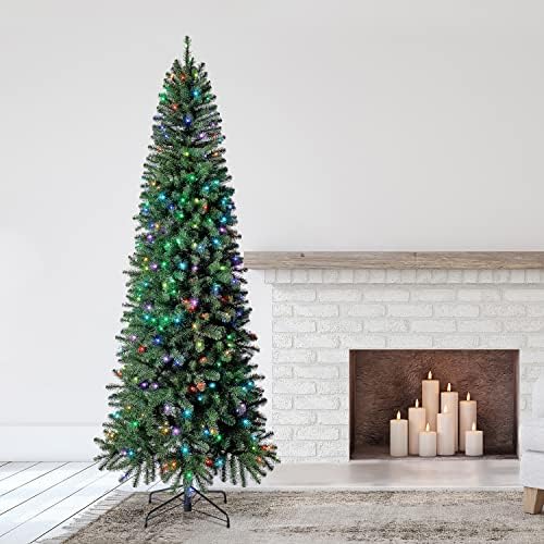 קלאסיקות ירוק -עד 9 רגל צבע פיצוץ עפרון עץ מלאכותי עץ חג המולד מקדים w/ 350 אורות LED משתנים צבע, 1,178 טיפים PVC, מרחוק
