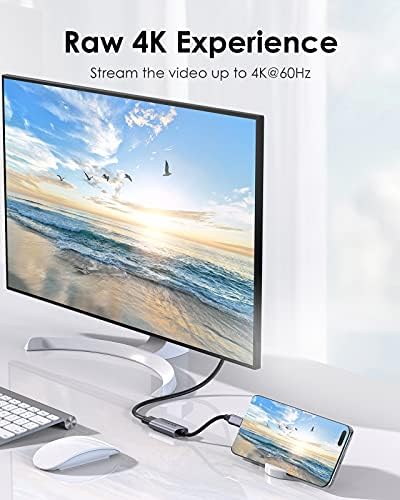 LINCENS USB C ל- HDMI מתאם 4K@60Hz, HDMI ל- USB C תואם 2021- MacBook Pro 13/15/16, אייפד/משטח/Mac Air, Samsung