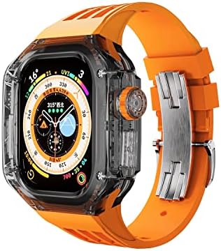 Vevel עבור Apple Watch Ultra 49 ממ שקוף פלואורורובבר ערכת שינוי יוקרה מארז ופס עבור IWatch Series 8 Mod Kit Band