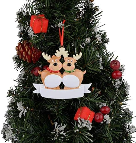 קישוט לחג המולד של איילים איילים מותאמים אישית - קישוט זוג צבי - צבי פולירסין עיצוב עץ חג המולד - קישוט מזכרת משפחתית