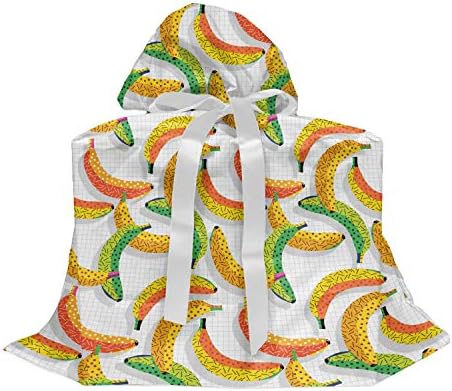 שקית מתנה מבד וינטג', רטרו שנות ה -80 פירות אופנה בננה דפוס פאנקי היפסטר איור, שק מתנה למסיבות ימי הולדת עם 3 סרטים, 27, כתום