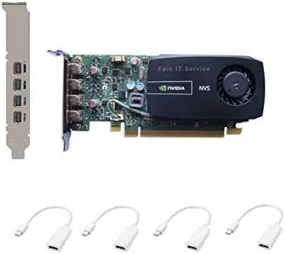 שירות IT Epic - Quadro NVS 510 עם ארבעה DisplayPorts Mini, גם סוגריים חצי וגם מלאים, ו -4 x MDP למתאמי HDMI, רזולוציית