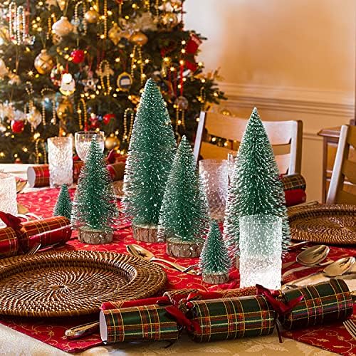 30 יחידות עצי חג מולד מיני עם 6 יחידות עצי מברשת בקבוק חג המולד מיני עצי עיצוב חג המולד מסיבת חג המולד קישוטי