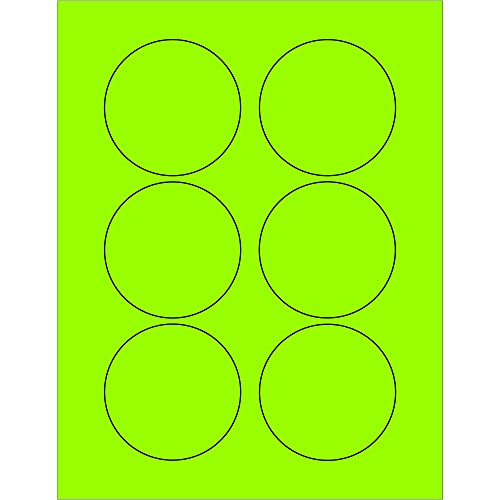 שותפים מותג קלטת היגיון ניאון מעגל לייזר תוויות, 3, 3 רוחב, ניאון ירוק