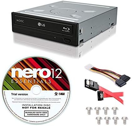 LG WH14NS40 M-DISC מבער תלת מימד הפעלה תלת-ממדית כותב Blu-ray 14x עם Nero 12 Essenties Burning Software גרסת ניסיון וערכת כבלים