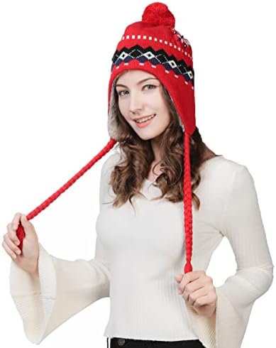 צמר קומאהס כובע כפה פרו -אוזנית פרואנית צמר פליס מרופד סקי שלג חורפי