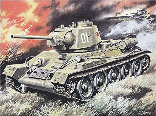 דגם יוני 72326 1/72 טנק צבא סובייטי 34/76, דגם 1943, ציוד כיפה, דגם פלסטיק