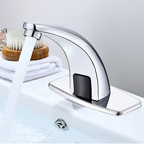Awlstar חור יחיד בכיור אמבטיה ללא מגע ברז ידיים בחינם ברז מטבח ברז כרום מלוטש DC, 6*6 אינץ ', כסף