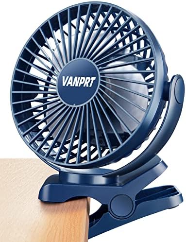 VANPRT 6 '' קליפ על מאוורר, מאוורר נטען נייד, 3 מהירויות וסיבוב 720 °, שקט, מהדק אחיזה חזק, מאוורר סוללה קטן של