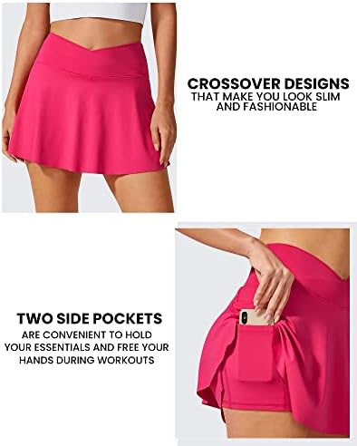 חצאית טניס קפלים של G4Free לנשים חצאיות גולף מותניים נבנות במכנסיים קצרים חצאיות ספורטטס אתלטיות עם כיסים