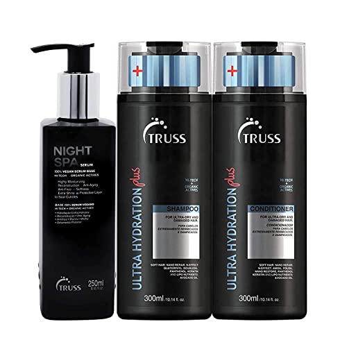 Truss Ultra Hydration Plus Shampoo and Set Set Set Set עם סרום שיער ספא לילה