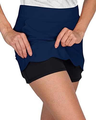 Scallop Golf Skort לנשים - חצאית גולף מתאימה 4 -כיוונית - חצאית גולף - פיתול לחות, טכנולוגיה אנטי -אודור, UPF50+ הגנה