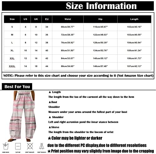 מכנסי פלאצו של Xiaxogool לנשים Boho Print מכנסי מותניים גבוהים מכנסי טרקלין רגל רחבים מכנסיים אלסטיים מכנסי